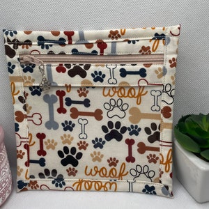 vinyl front notions bag ideal for cross stitch/embroidery/sewing/knitting/crochet/diamond painting accessories etc, 6&quot; x 6&quot; in size.