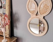 Handmade rattan rabbit mirror, wall decoration for children 39 s bedroom