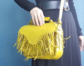 Fringe purse, Fringe leather bag, Shoulder Bag