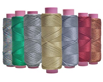 1mm Pearly Waxed Polyester Thread, Metallic Shimmer Cord, 100m Spool