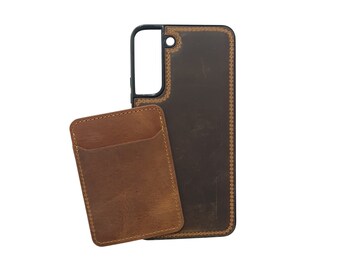 Samsung Galaxy S21 - S21 PLUS - S21 ULTRA Coque de téléphone Porte-cartes en cuir véritable