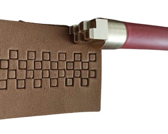Brass Leather Stamping Tool: Geometric Weave Pattern