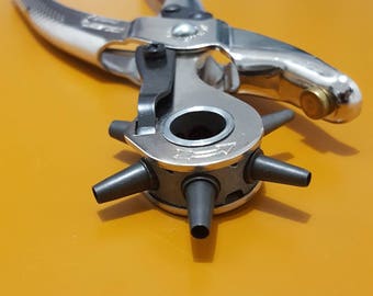 German Made Leather Punch Tool: Hand Press with Multiple Hole Sizes