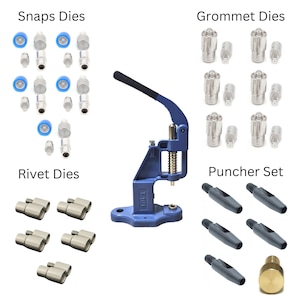 Professional Hand Press Machine Set,  Rivet Dies, Eyelets, Grommets, Snap and Punching Hole Dies - All-in-One Set