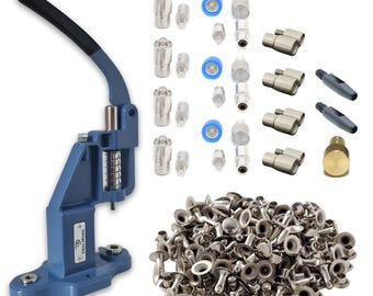 Handpersmachine met stanssets – klinknagels, drukkers, doorvoertules, ponsgereedschap + accessoires