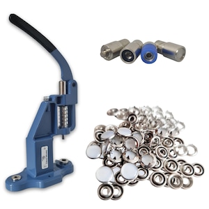 Druckknopf-Set mit Handpresse – 9,5 mm oder 10,5 mm | Matrizen für Ring-, Perlen- und Vollknöpfe enthalten