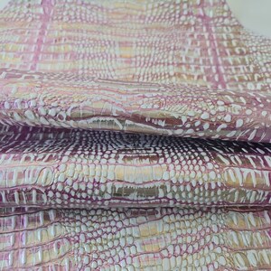 Glänzendes rosafarbenes Leder, Original-Kalbsleder, ideal für Brieftaschen, Taschenmacher, Roségold