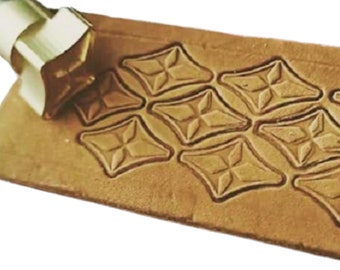 Brass Leather Stamp Tool: Geometric Design for Leather Crafts