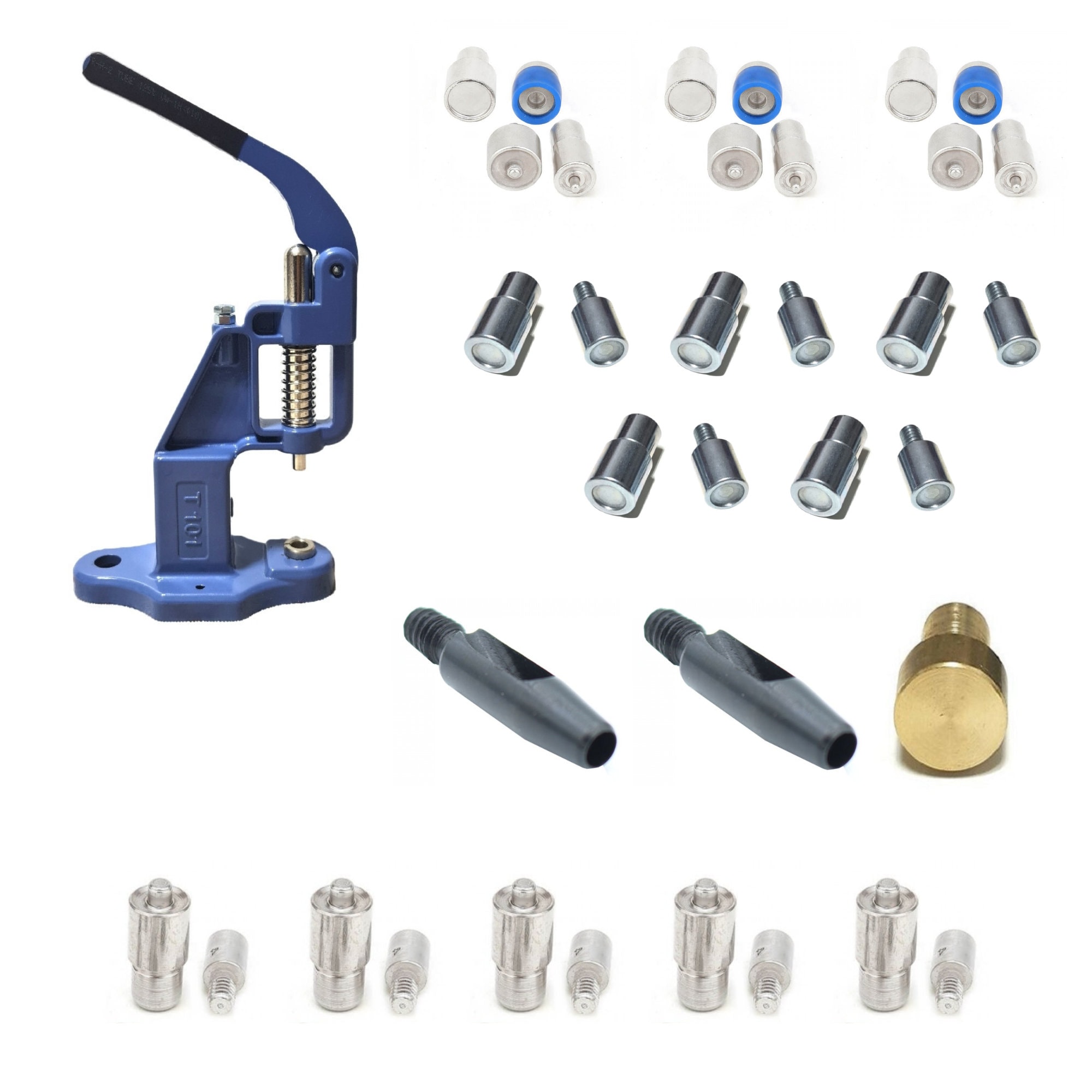 Universal Hand Press Machine: Rivets, Eyelets, Grommets, Snaps + Hole Punch Dies