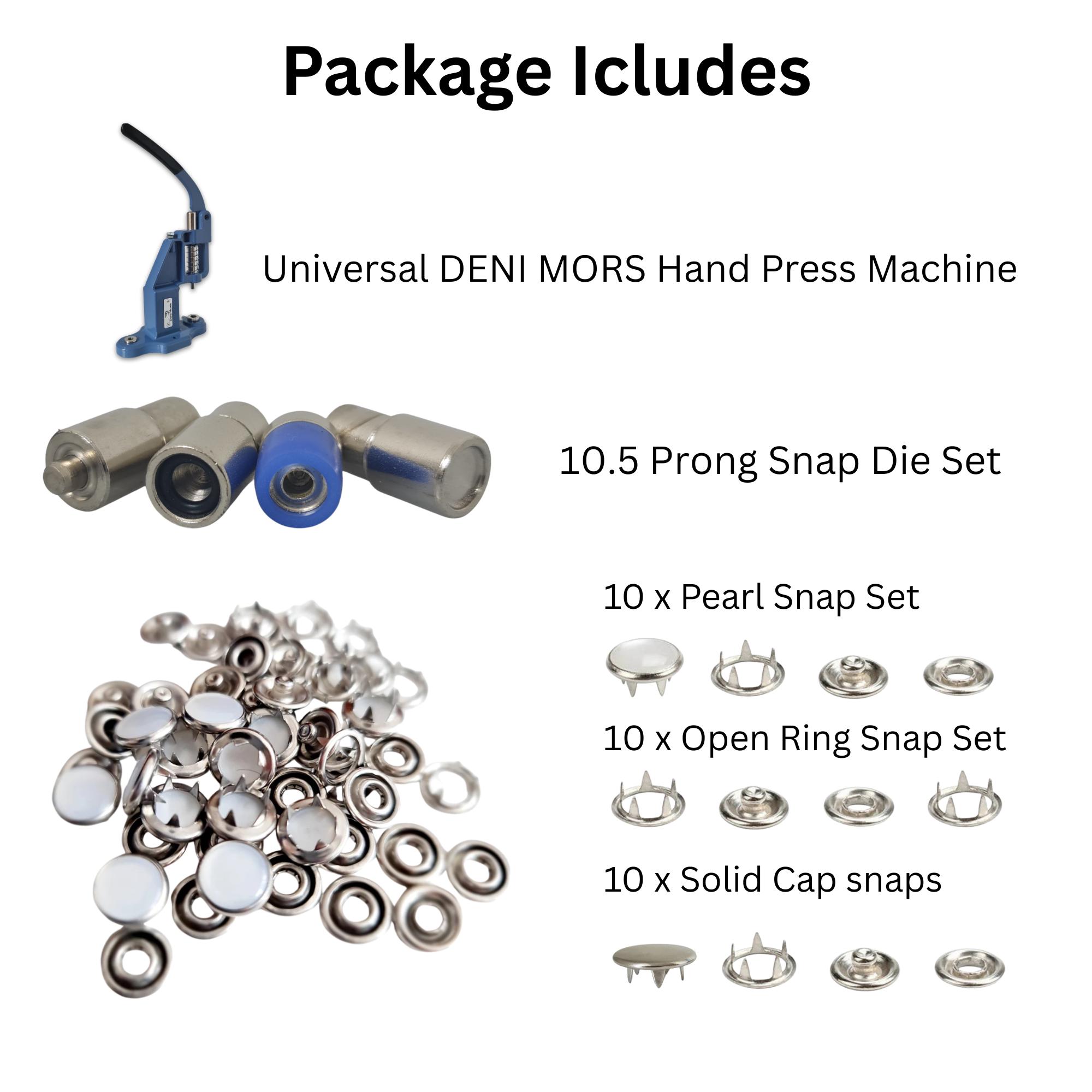 Prong Snap Hand Press Machine & Die Set - Open Ring, Pearl, Solid Snaps ...