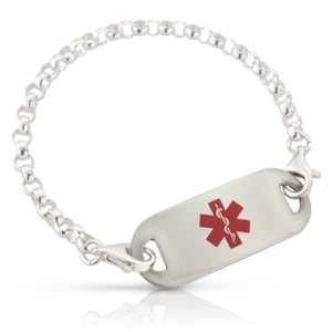 Sterling Silver Engraved, Personalised Medical ID Alert Bracelet