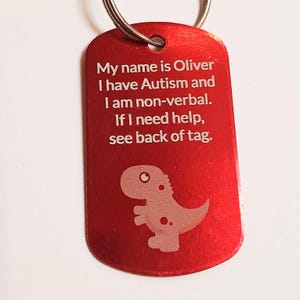 ID di allerta di emergenza per bambini, portachiavi, portachiavi personalizzato. Assistenza bambini. Adatto ai bambini. Autismo ADHD.