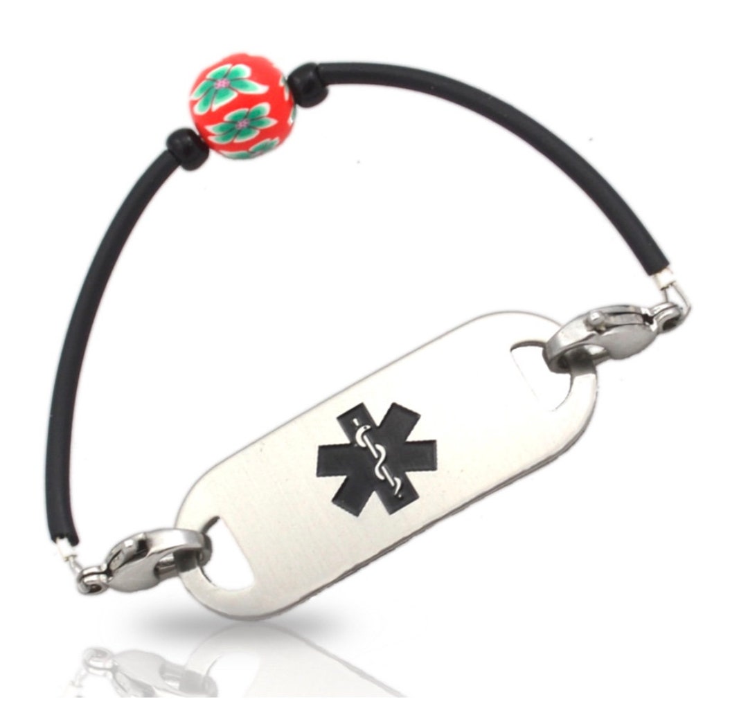 Poppy Medical ID Alert Bracelet, Personalised Engraved Etsy