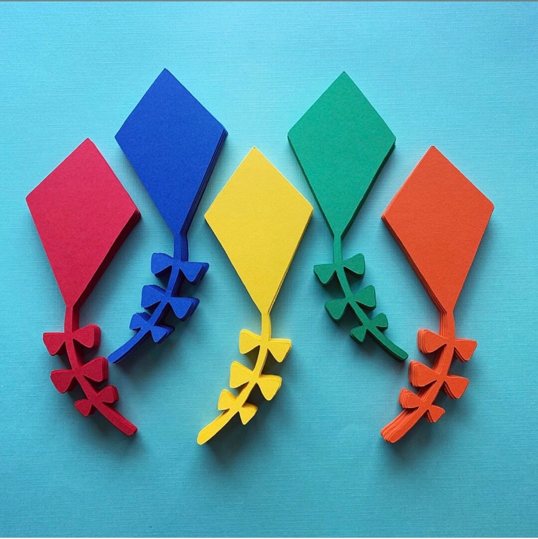 Kite Paper Cut Outs Set of 25 Kite Die Cuts Kite Confetti Etsy