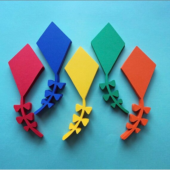 Kite Paper Cut Outs Set of 25 Kite Die Cuts Kite Confetti Etsy