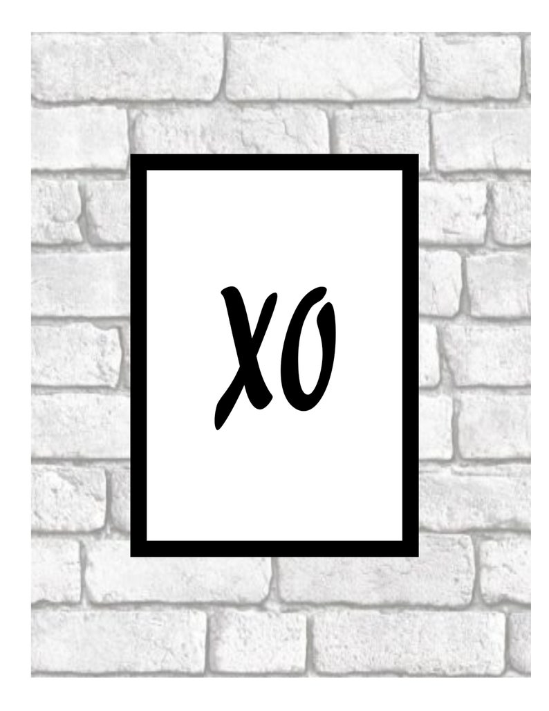 Xo wall art hugs kisses xoxo black and white print art xo typography romantic gift minimalist poster 8x10 custom art print