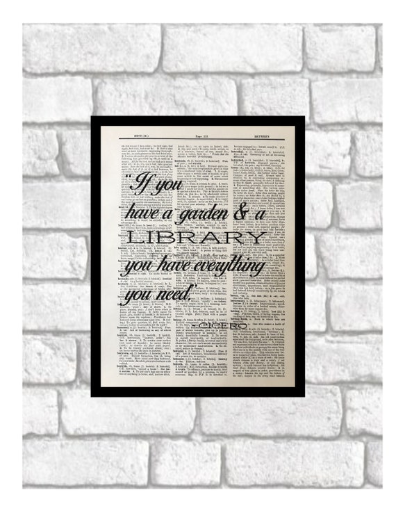 Cicero Quote If You Have A Garden And A Library Famous Etsy