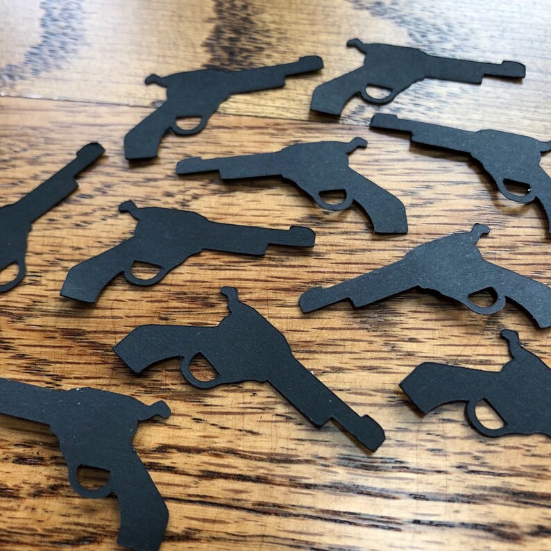 Gun Confetti Set of 100 Gun Paper Cut Outs Pistol Die Cuts Etsy