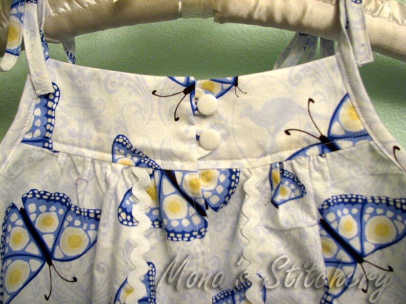 Pinafore Child/'s Outfit Toddler Size 4 Blue Butterfly Pinafore and Shorts Outfit Blue Butterflies Shorts
