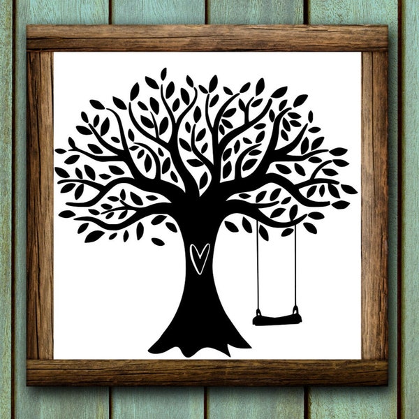 Tree, Tree Swing, Home, Love, Sign, Heart, Swing, svg, png, dxf