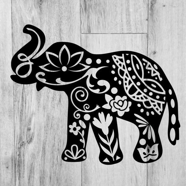 Elephant, Elephant Mandala, Mandala, Animal, Animal Mandala, Flower, Floral, svg, png, dxf