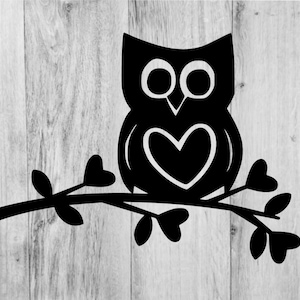 Hibou, Branche d’arbre, Coeur, pépinière, faune, oiseau, sauvage, animal, nature, svg, png, dxf