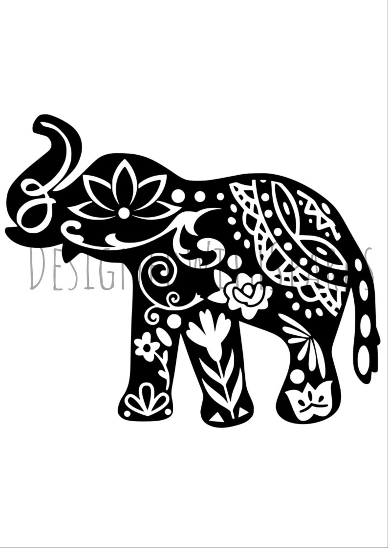 Download Clip Art Art Collectibles Floral Png Mandala Elephant Mandala Svg Dxf Flower Animal Elephant Animal Mandala
