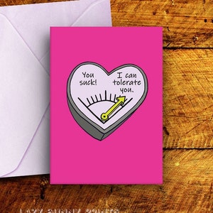 I Can Tolerate You, Printable Valentines Day Card, Heart-Shaped Illustration, Funny Valetines Day Card, Dark Humor, 5"x7" and A6 Format