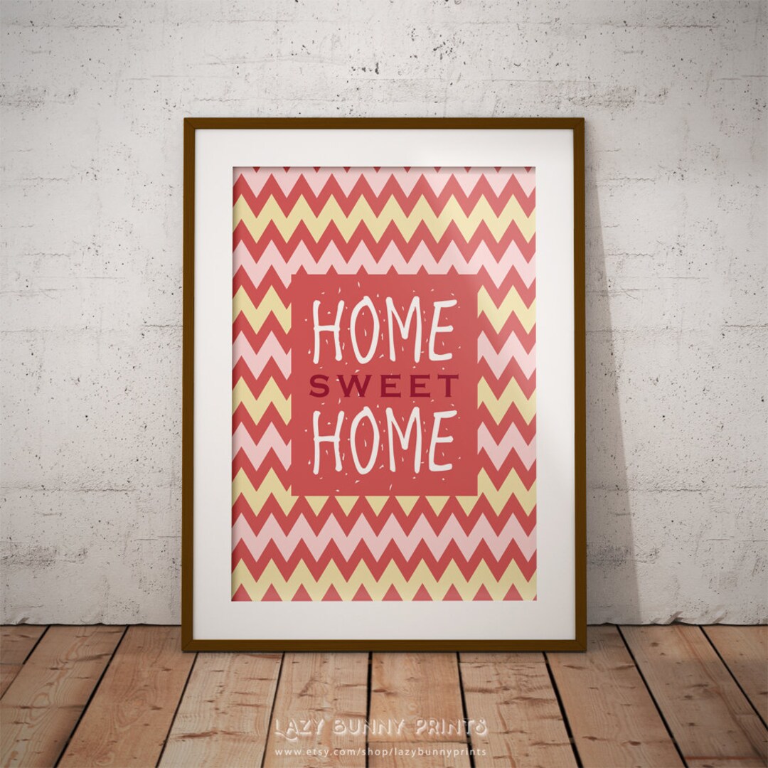Printable Home Sweet Home Art With Chevron Pattern in Pastel Colors ...