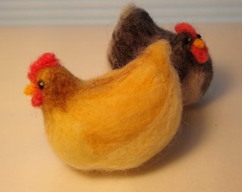 Adorable Needle Felted Hens!