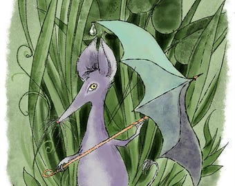 Beastie in the Rain Giclee Fine Art Print