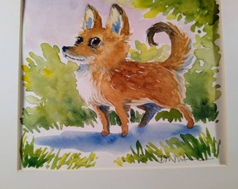 Bold Chihuahua original watercolor painting