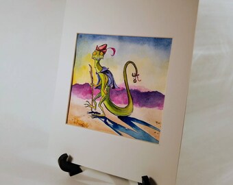Lizard on a Journey original watercolor painting