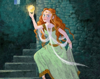 Eilonwy in the Castle of Llyr - Fine Art Print