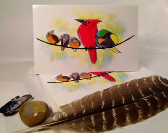 Birds of a Feather greeting cards--set of four
