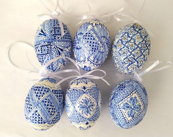 6 Easter eggs decoration Romania pysanky pysanka waxed spring Real DUCK eggs handmade hand decorarted drawn colorated bees wax kistka
