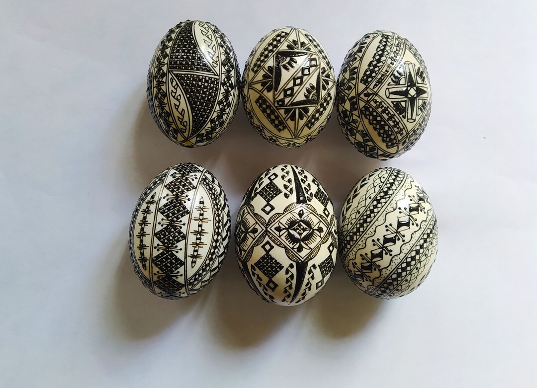 6 Easter Eggs Decoration Romania Pysanky Pysanka Waxed Spring Real DUCK