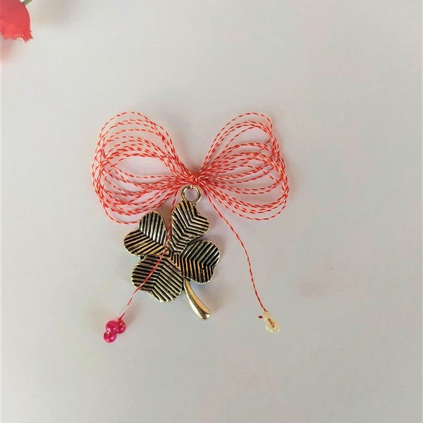 Romanian Martisor Romania march spring tradition amulet luck handmade pendant Clover