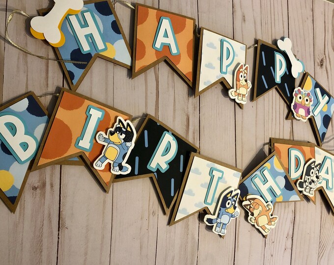 Bluey Happy Birthday Banner - Etsy