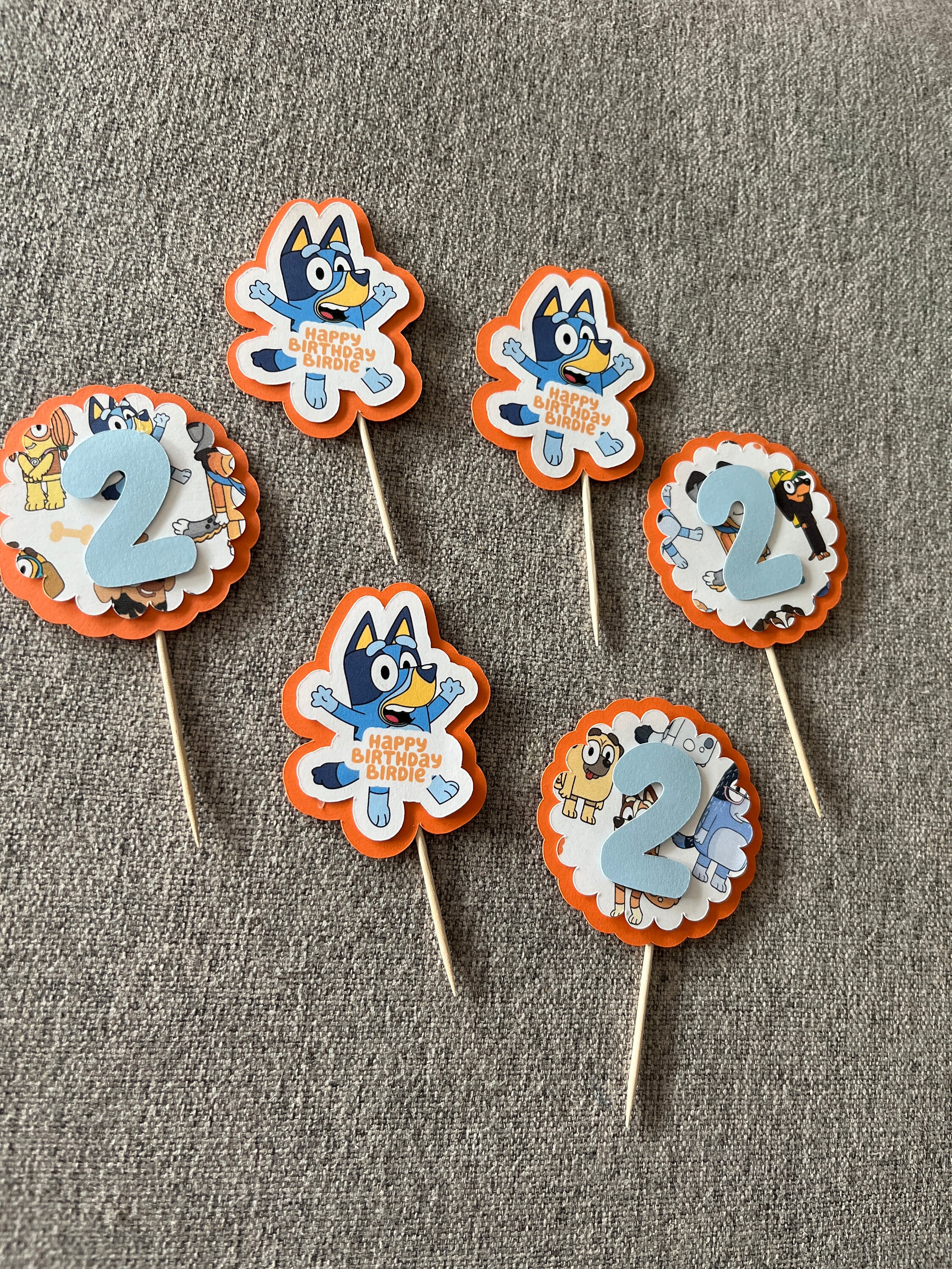 Bluey Inspired Cake Topper or Cupcake Set