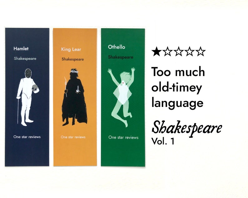 Bad reviews of classic literature: Shakespeare Bookmarks Set of 3 image 1