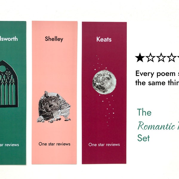 Bad reviews of Romantic poets: Set of 3 bookmarks