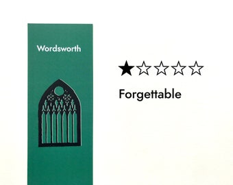 May include: A green bookmark with the word "Wordsworth" printed on it. The bookmark features a black silhouette of a gothic archway with a circular window at the top.
