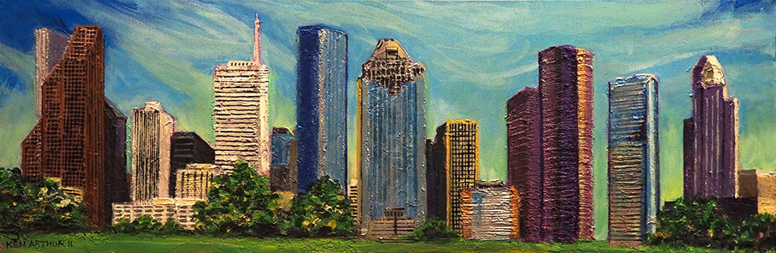 Houston Texas Skyline Fine Art Painting Houston Downtown Etsy