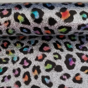 Multi Colored Leopard Mirror Glitter Vinyl * 9x12 Sheets * 12x54/55" Rolls * Canvas Backing * Embroidery Machine Vinyl * Felties * Applique