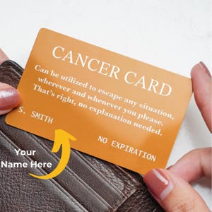 CUSTOM Krebs Metallkarte Pass | Krebs Ermutigung | Ziehe die Krebs-Karte | Krebs Humor | Krebs Geschenk | Chemo Geschenk | Individuelles Namensgeschenk