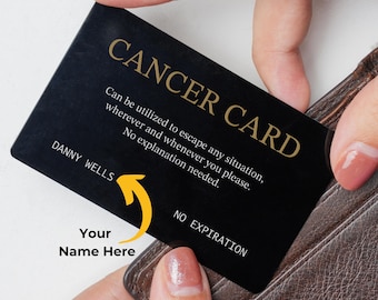 Carte portefeuille personnalisée en métal contre le cancer - Cadeau d'encouragement personnalisé