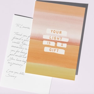 Dankbarkeitskarte, *Ihr Licht ist ein Geschenk*, Wertschätzungskarte, Dankeskarte, Postkarte, Aquarell Kunst Grußkarte, Künstler gemachter Joy Brief