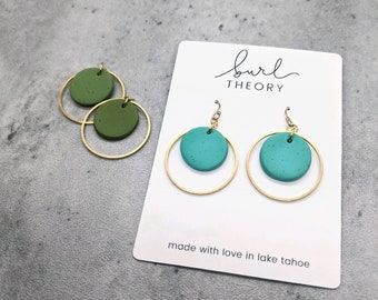 Cecilia | Various Colors | Polymer Clay Jewelry  | Small Batch | Gold Plated Hoops | Lightweight | Everyday Earrings | Handmade