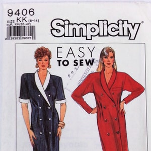 Simplicity Sewing Pattern 9406 Vintage Women&#39;s sz 8-14 double breasted dress suit Easy to Sew  1989